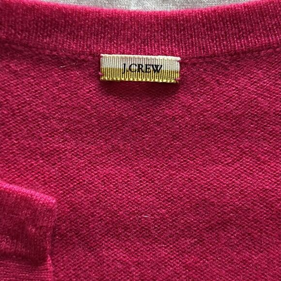 Vintage J.Crew Women’s Bright Pink 100% Cashmere V Neck 80's 90's Sweater S - Picture 5 of 8